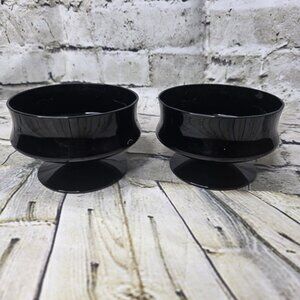 Vintage Seneca Black  Amethyst Set Of 2 Sherbet Glasses Appx 2.75 x 4"